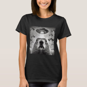 Camiseta Foto engraçada de marmota com alienígenas Ufos Mar