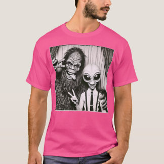 Camiseta Foto Engraçada De Photobooth Sasquatch Ufo Bigfoot