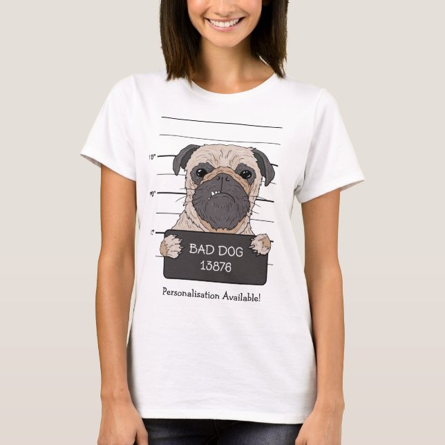 Camiseta Foto engraçada de Pug  (Frente)