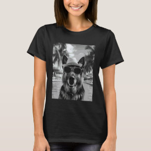 Camiseta Foto engraçada de um pastor alemão de férias de ve
