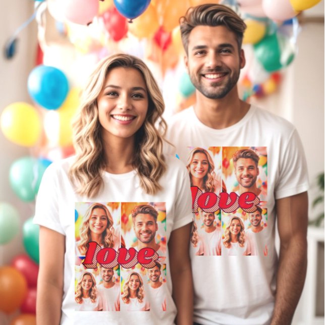 Camiseta Foto filtrada por amor personalizado x4 T-Shirt (Love typography custom photo tee)