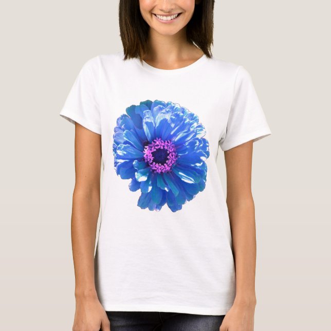 Camiseta Foto floral azul-margarida (Frente)
