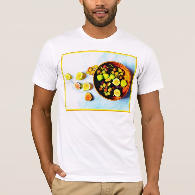 Camiseta Foto "Frutas De Figos E Uvas". Compre agora (Frente)