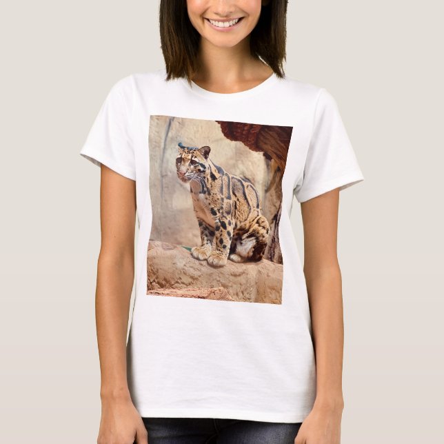 Camiseta foto-leopardo nublada natureza vida selvagem exóti (Frente)
