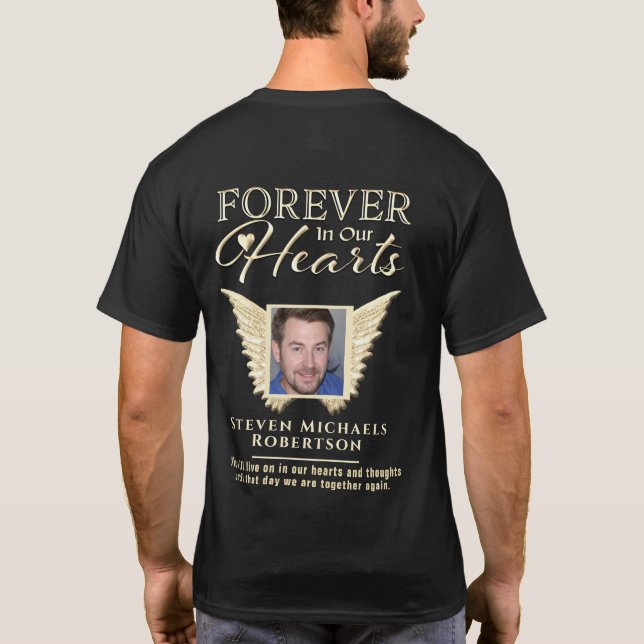 Camiseta Foto Memorial T-Shirt para sempre em nossos coraçõ (Verso)