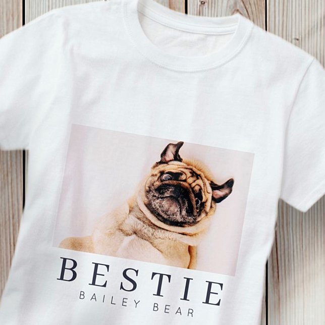 Camiseta Foto Mínima Moderna de Pet Bestie BFF (Criador carregado)