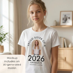 Camiseta Foto Moderna de Arco Irmã Orgulhosa de Graduado de
