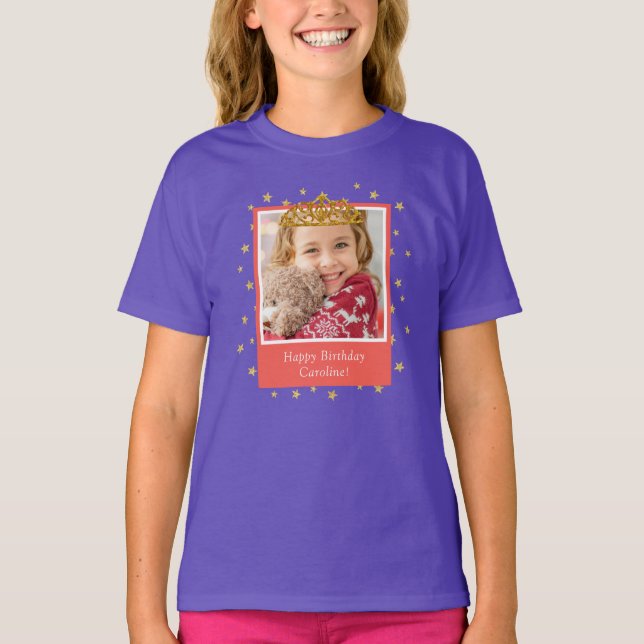 Camiseta Foto para Crianças Personalizadas Feliz Aniversári (Frente)