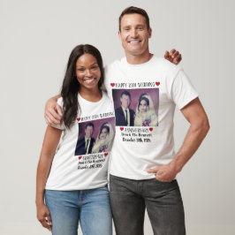 Camiseta Foto personalizada, 25 de texto branco de aniversá