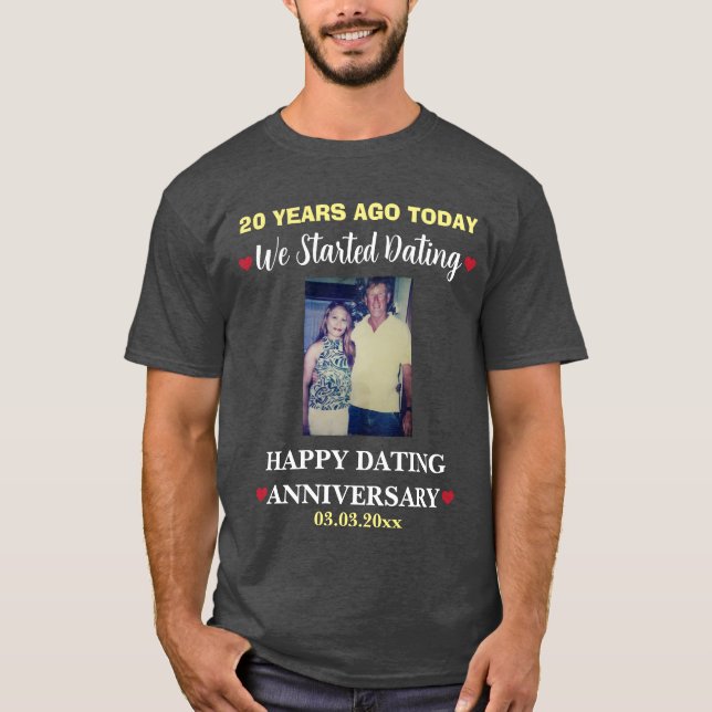 Camiseta Foto personalizada Casal de aniversário de 20 anos (Frente)