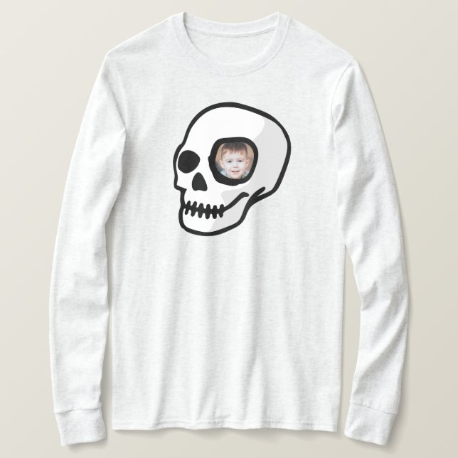 Camiseta Foto personalizada Caveira assustadora dia assusta (Frente do Design)