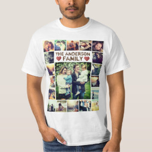 Camiseta Foto personalizada Corações de colagem e T-Shirt