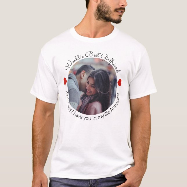 Camiseta Foto personalizada da melhor Namorada do mundo (Frente)
