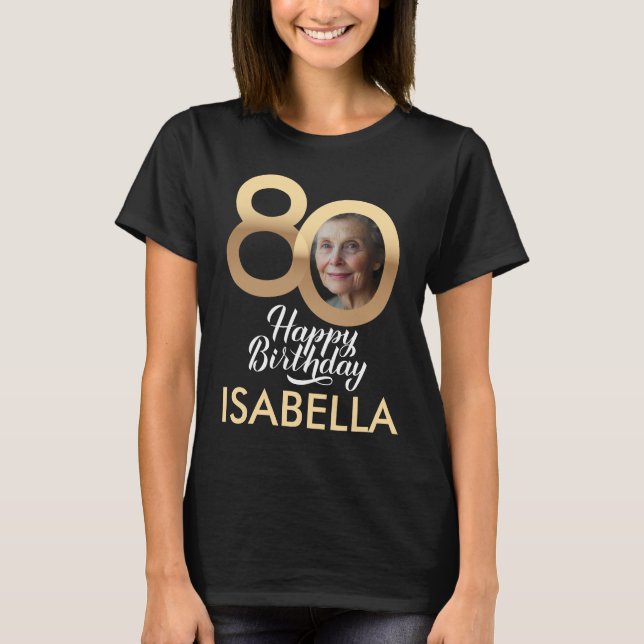 Camiseta Foto personalizada de Aniversário do 80 Personaliz (Frente)