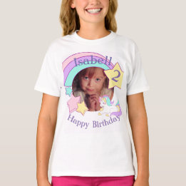 Camiseta Foto personalizada de aniversário do Unicorn