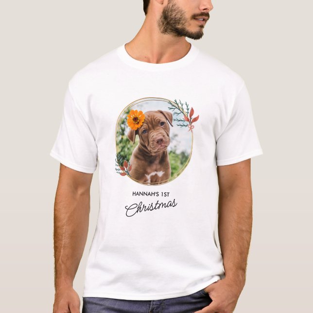 Camiseta Foto personalizada de cão de Natal Pet (Frente)