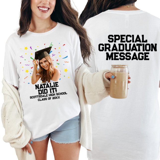 Camiseta Foto personalizada de Festa de formatura curiosa (Criador carregado)