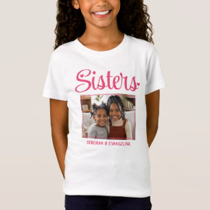 Camiseta Foto personalizada de irmãs com texto manuscrito n
