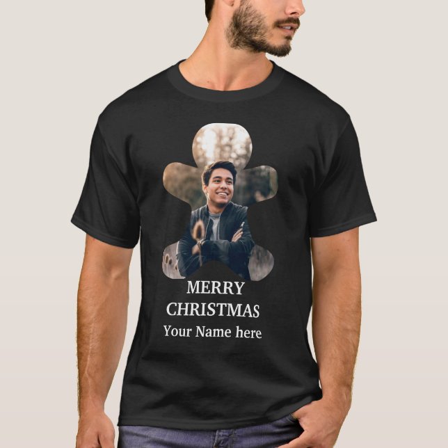 Camiseta Foto personalizada de pão de Natal moderno T-Sh (Frente)