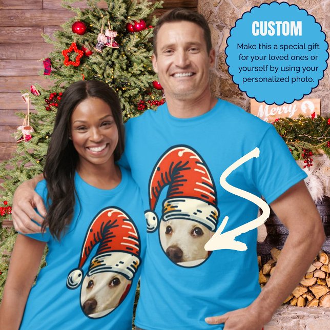 Camiseta Foto personalizada de Papais noeis de Natal person (Custom Christmas Santa Personalized Photo T-Shirt)