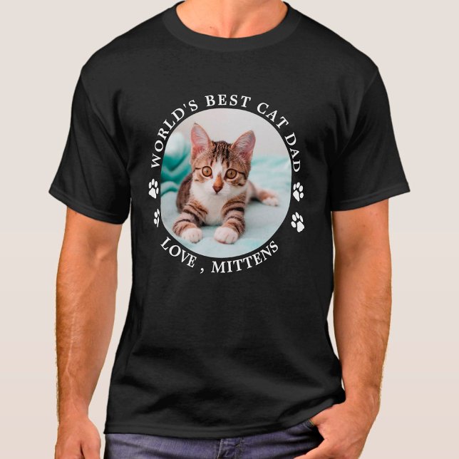 Camiseta Foto personalizada de Pet de Pai de Gato do Mundo (Criador carregado)