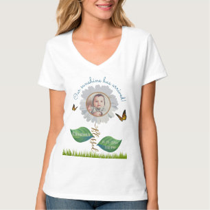 Camiseta Foto personalizada do anúncio de nascimento da fl