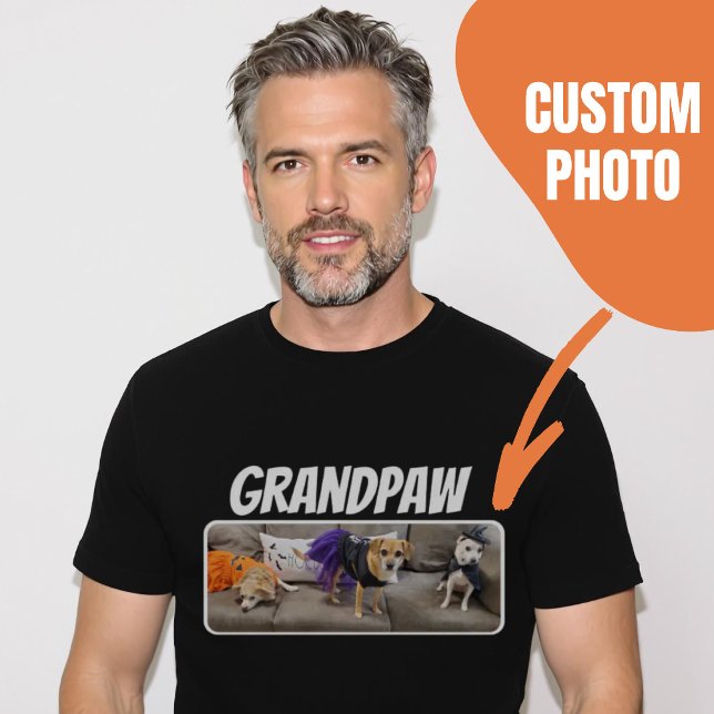 Camiseta Foto Personalizada Do Avô Do Cão Do Vovô (Grandpaw Dog Grandpa Custom Photo T-Shirt.)