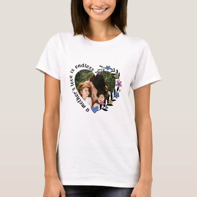 Camiseta Foto personalizada do coração da mãe do feliz dia  (Frente)