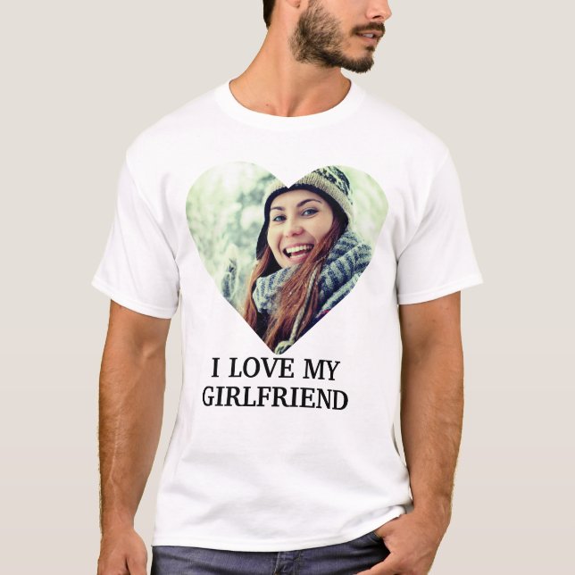 Camiseta Foto personalizada do coração moderno que amo meu  (Frente)