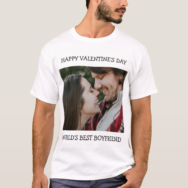 Camiseta Foto personalizada do melhor Namorado do feliz dia (Frente)