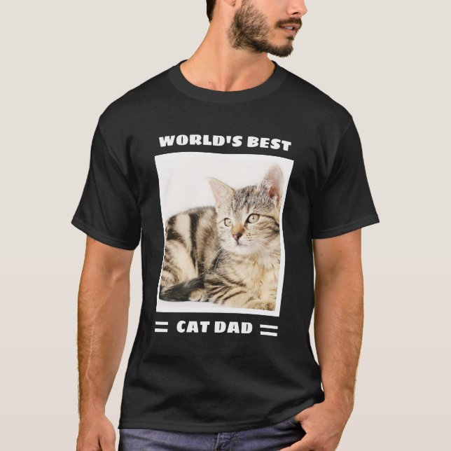 Camiseta Foto personalizada do melhor Pai de gatos do mundo (Frente)