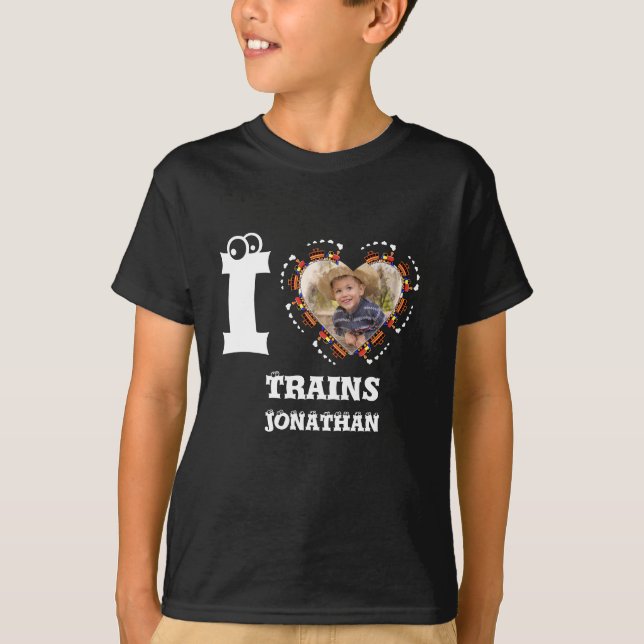 Camiseta Foto personalizada do trem que adoro trens para cr (Frente)