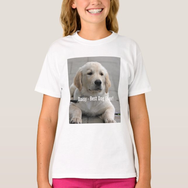 Camiseta Foto personalizada e nome do cão do golden (Frente)