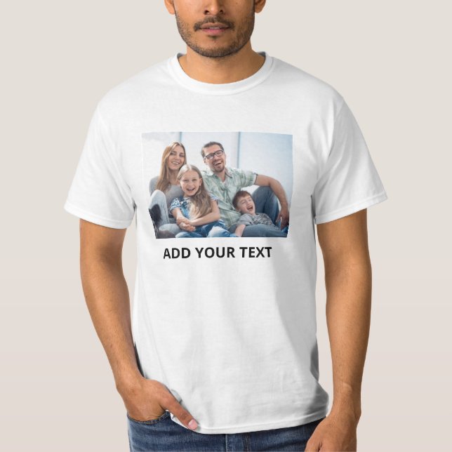 Camiseta Foto personalizada e seu texto em branco (Frente)