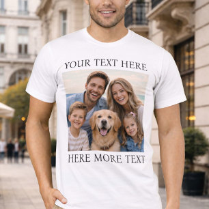 Camiseta Foto Personalizada e Texto ou Nome Elegante Serif
