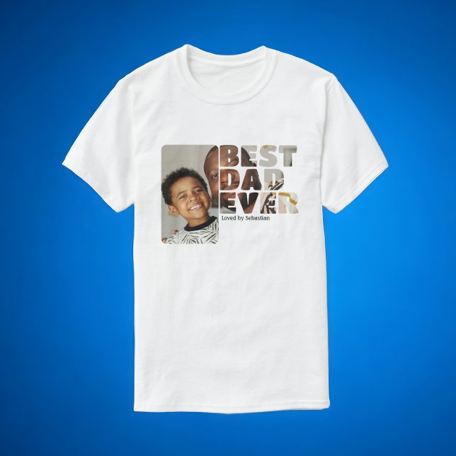 Camiseta Foto Personalizada E Texto Personalizado Melhor Pa (Custom Photo And Text Personalized Best Dad Ever T-Shirt from Ricaso. For Father's Day or any day)