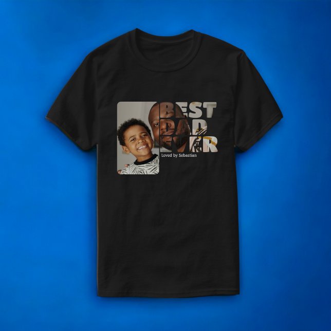 Camiseta Foto Personalizada E Texto Personalizado Melhor Pa (Custom Photo And Text Personalized Best Dad Ever T-Shirt from Ricaso. For Father's day or any day )