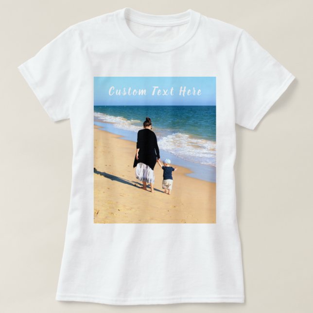 Camiseta Foto personalizada e texto T-Shirt Seu próprio Des (Frente do Design)