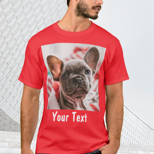 Camiseta Foto personalizada e texto vermelho