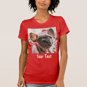 Camiseta Foto personalizada e texto vermelho