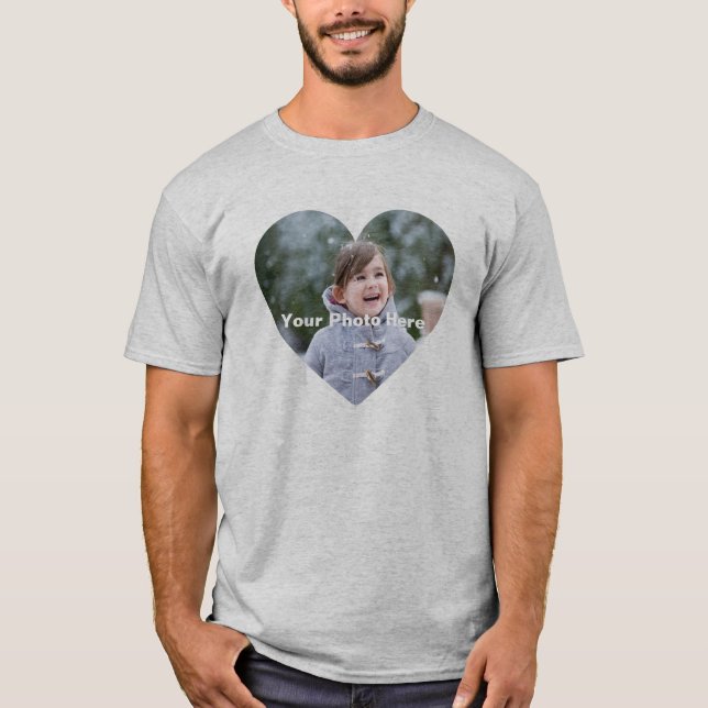 Camiseta Foto personalizada em formato de coração Camisa-T (Frente)