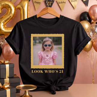 Camiseta Foto Personalizada Engraçada Olhe Quem Está Com 21