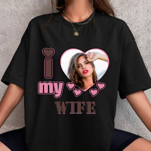 Camiseta Foto Personalizada Eu Amo Minha Esposa Coração