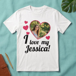 Camiseta Foto Personalizada Eu Amo Minha Namorada Nome Cora