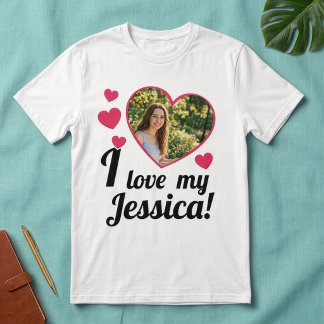 Camiseta Foto Personalizada Eu Amo Minha Namorada Nome Cora