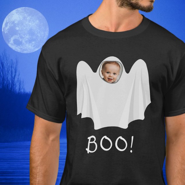 Camiseta Foto personalizada fantasma boo assustador Feliz D (Criador carregado)