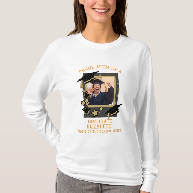 Camiseta Foto personalizada "Mãe orgulhosa de um Formando" (Frente)