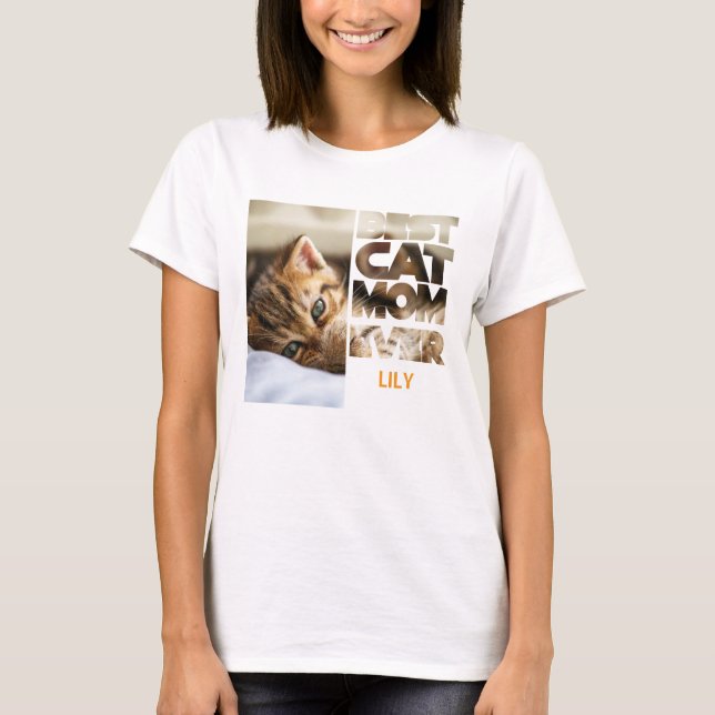 Camiseta Foto personalizada Melhor Mãe de Gato (Frente)