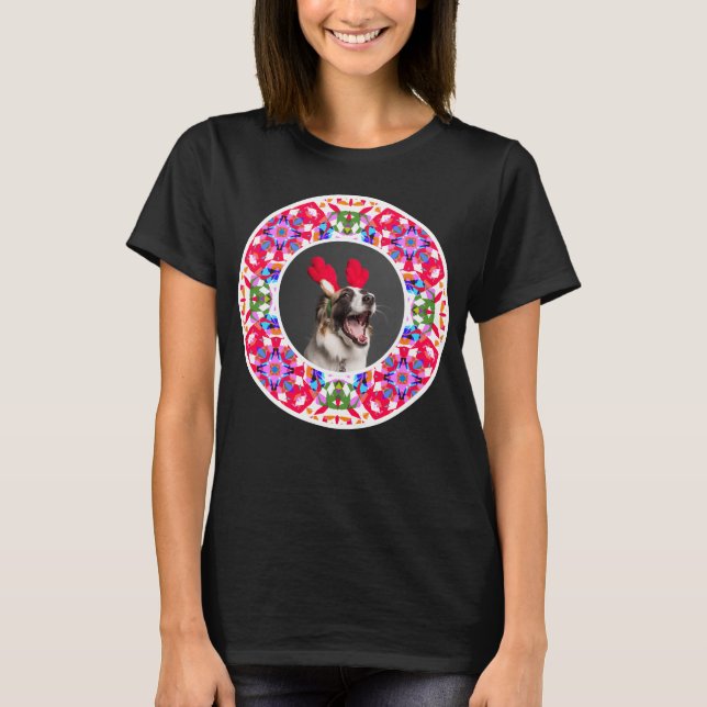 Camiseta Foto personalizada Pet Dog Feliz Feriados Pun (Frente)