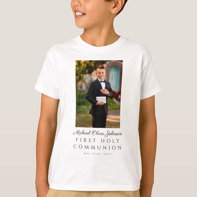 Camiseta Foto personalizada Primeira Comunhão Sagrada (Frente)